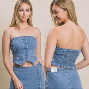 Love Tree Denim Strapless Top